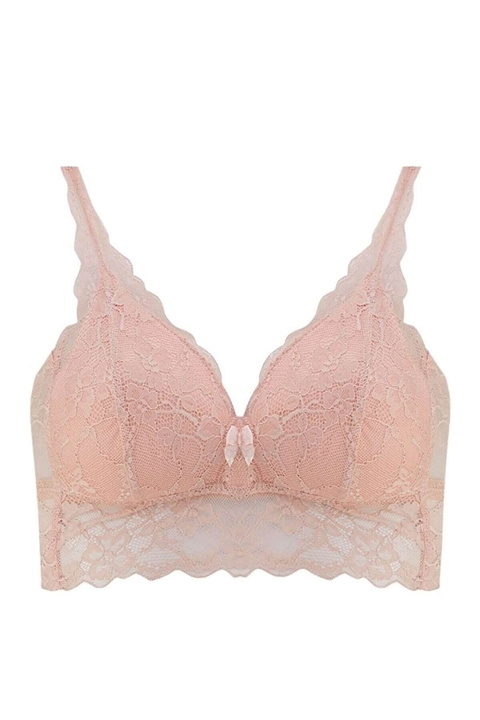 Dantel Detaylı Telsiz Bustiyer Sütyen Liza 1030 - Pudra