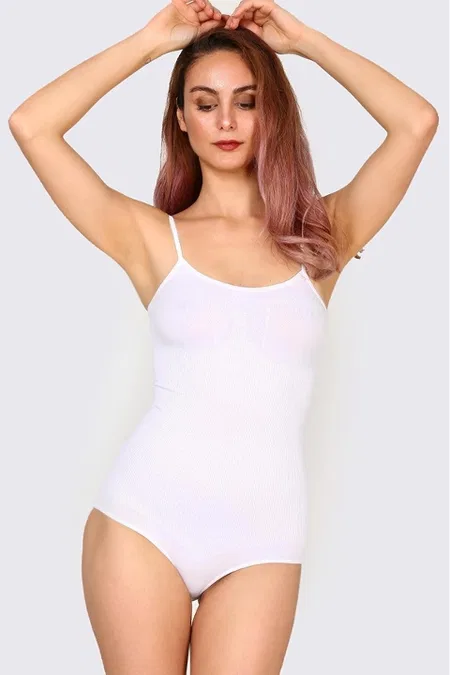 Korseli Çıtçıtlı Body Microfiber Siyah Liza 17500 - Beyaz