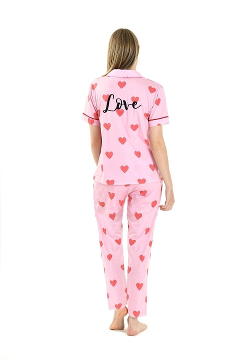 Yeni İnci Pembe Yarım Kol Düğmeli Pijama Takımı Yeni İnci 1819 - Görsel 2