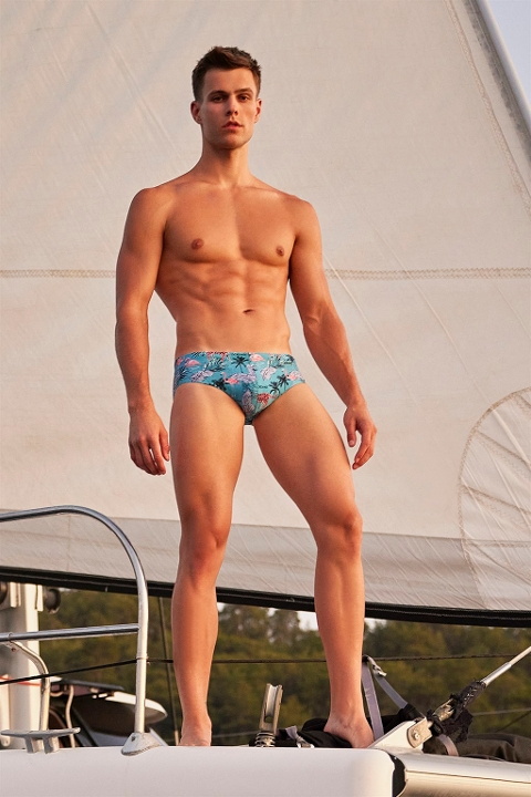 Mavi Desenli Polyamid Elastan İpli Slip Mayo Doreanse 3831 - Jura