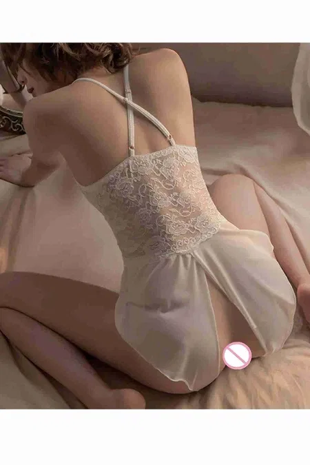 Özel Bölgesi Açık Fantezi Body MS3119-Beyaz - Beyaz