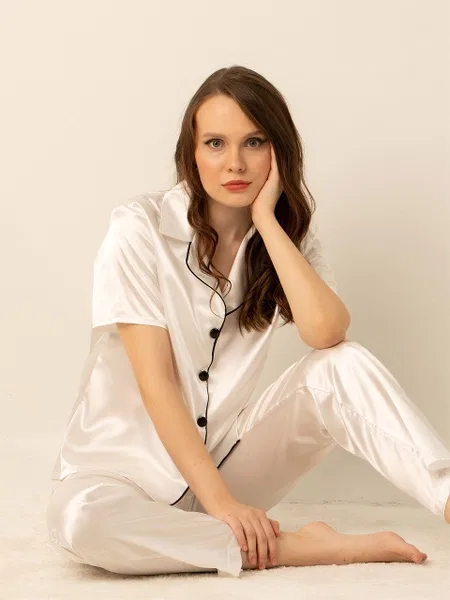 Miorre Bayan Saten Pijama Takımı - Ekru