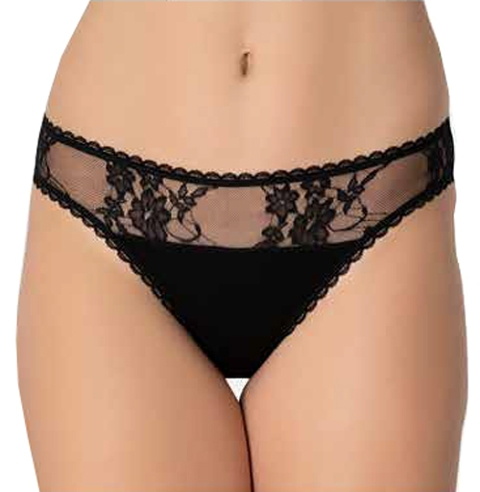 Dantelli Pamuklu Slip Külot İMER 4281 - Siyah