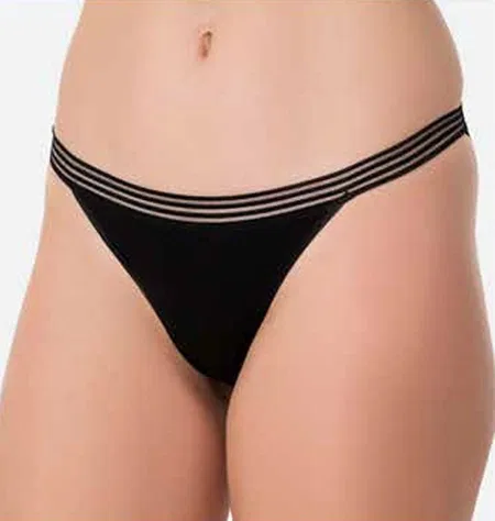 İp Detaylı Transparan Tül Lastikli Slip Külot İMER 4274 - Siyah
