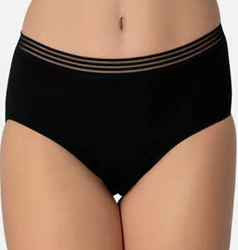 Modal Yüksek Bel Slip Külot Siyah Beyaz İMER 4276 - Siyah