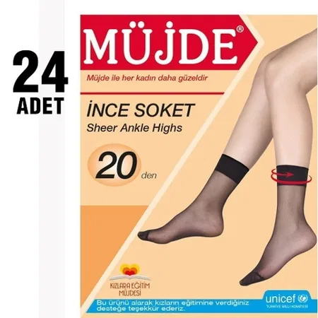 İnce 20 Den Soket Çorap Müjde 10 - Siyah(500)