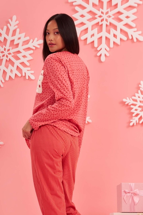 NBB Puantiyeli V Yaka Kadın Pijama Takımı NBB 67628 - Görsel 3