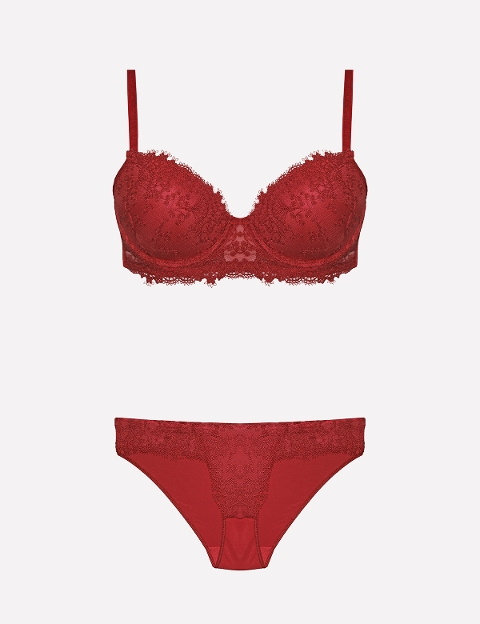 Destekli Dolgulu Sütyen Takımı Mor Ekru Bordo Nurteks 4487 - 2