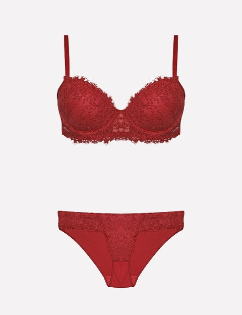 Destekli Dolgulu Sütyen Takımı Mor Ekru Bordo Nurteks 4487 - 2