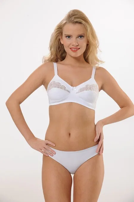 Pamuklu Dantelli Full Cup Sütyen HMD 6080 - Beyaz