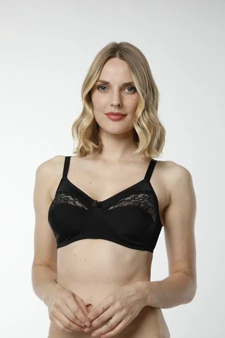 Pamuklu Dantelli Full Cup Sütyen HMD 6080 - Siyah