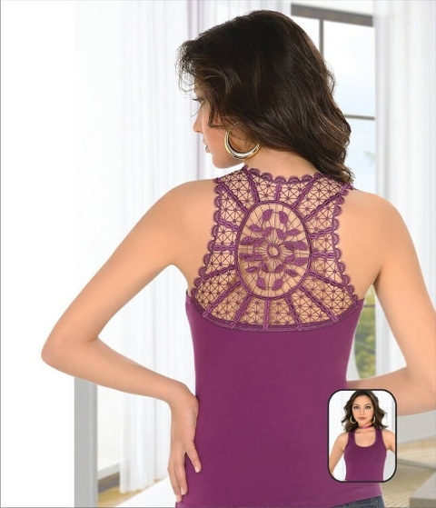 Sırt Detaylı Güpürlü Atlet Kadın Pamuklu Polkan 2070