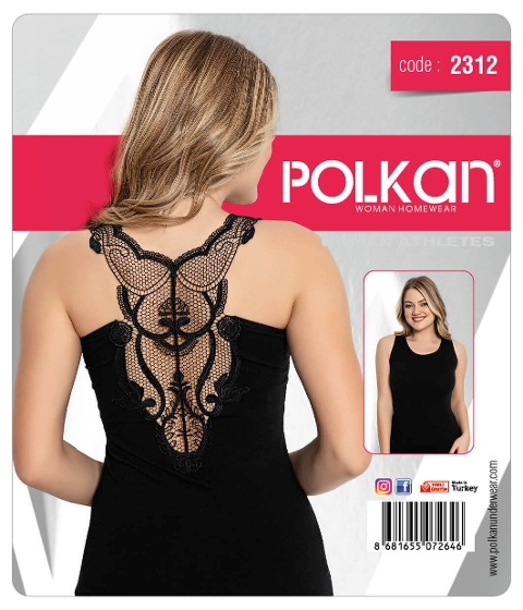 Sırtı Güpürlü Pamuklu Kadın Atlet Polkan 2312