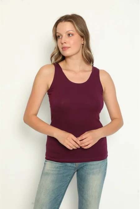 Kalın Askılı Nefes Alabilen Kadın Atlet Mor Polkan 2345 - 2