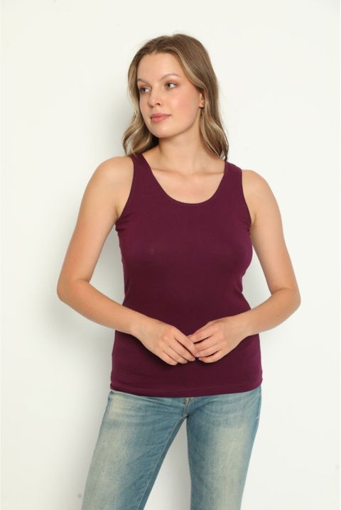 Kalın Askılı Nefes Alabilen Kadın Atlet Mor Polkan 2345 - 2