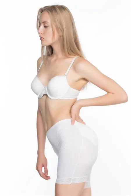 Dikişsiz Yüksek Bel Toparlayıcı Korse Boxer Emay 2002 - Beyaz