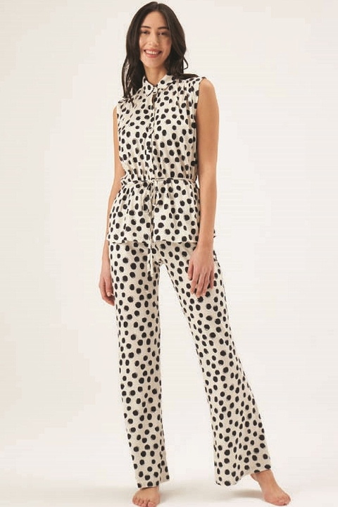 Eros Puantiyeli Sıfır Kollu Kadın Pijama Takım Eros 30700