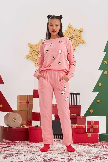 NBB Pamuklu Puantiyeli Kadın Pijama Takımı NBB 67656 - Görsel 2