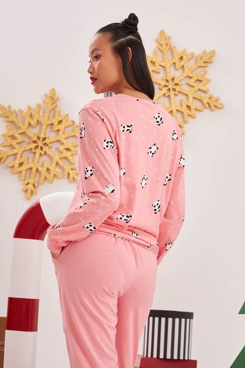 NBB Pamuklu Puantiyeli Kadın Pijama Takımı NBB 67656 - Görsel 3