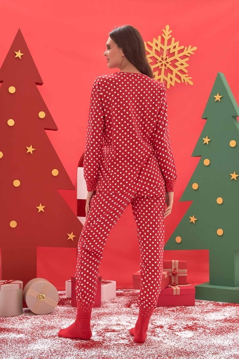 NBB Puantiyeli Uzun Kollu Kadın Pijama Takımı NBB 67648 - Görsel 2