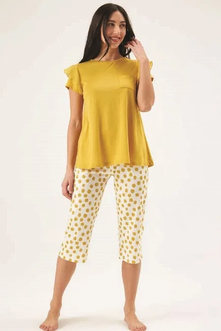 Eros Puantiyeli Kısa Kollu Kapri Pijama Takımı Eros 30702