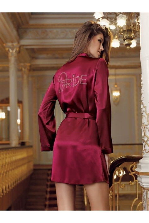 Saten Doku ve Nefes Alabilir Bride Sabahlık Perin 1020 - Bordo