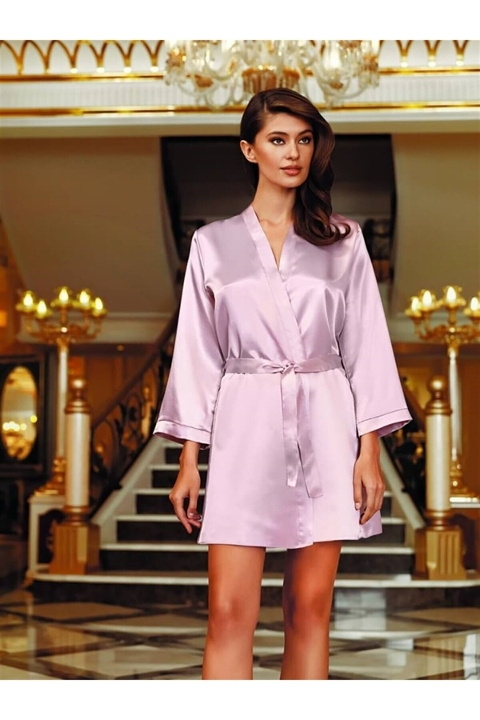 Saten Doku ve Nefes Alabilir Bride Sabahlık Perin 1020 - Pudra