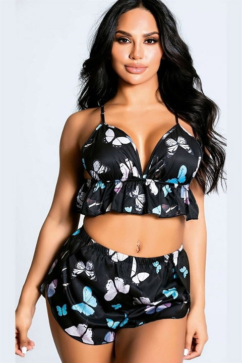 Saten Dantel Detaylı Mini Şortlu Takım For Dreams 8322