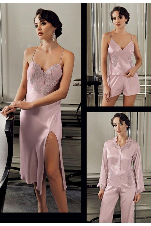 Saten Yumuşak Doku Pijamalı Çeyizlik Takım Perin 9500 - 2