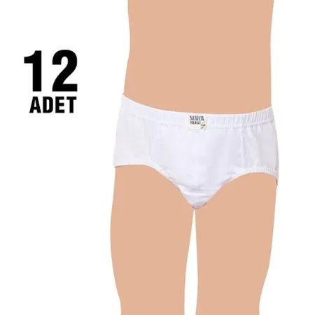 %100 Pamuk Erkek Çocuk Slip Külot 12Li Seher Yıldızı 0037 - Beyaz