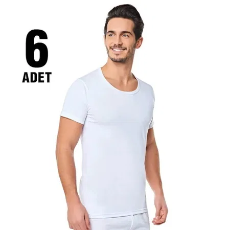 Pamuklu Ribana Bisiklet Yaka Erkek Atlet Seher Yıldızı 0002 - Beyaz