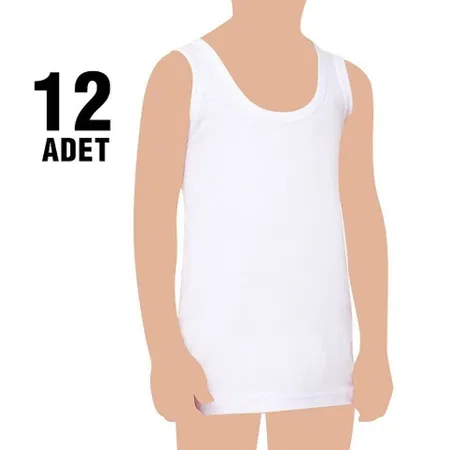 Pamuklu 12'li Erkek Çocuk Atlet Seher Yıldızı 0036 - Beyaz
