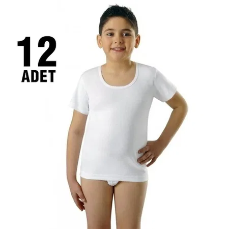 Pamuklu Rahat Kesim Erkek Çocuk Atlet Seher Yıldızı 0038 - Beyaz