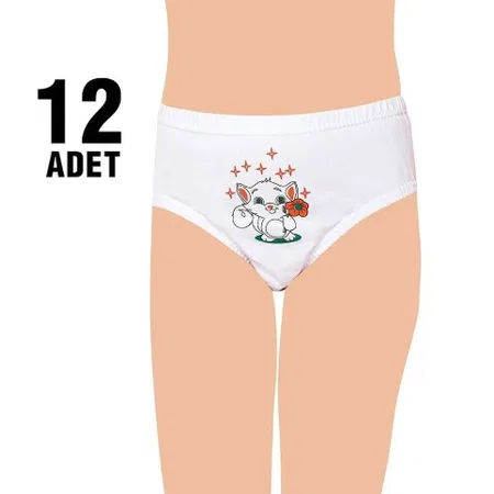 %100 Pamuk Esnek Lastik Slip Külot 12Li Seher Yıldızı 0051 - Beyaz