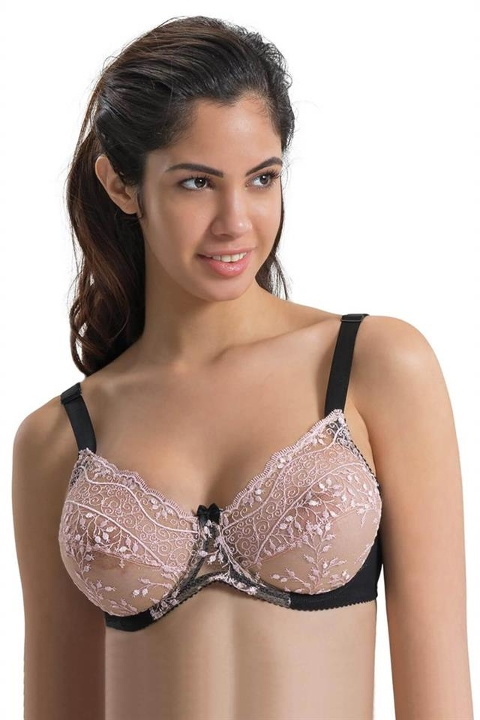 Balenli Toparlayıcı Minimizer D Cup Sütyen Emay 148 - Siyah Pembe