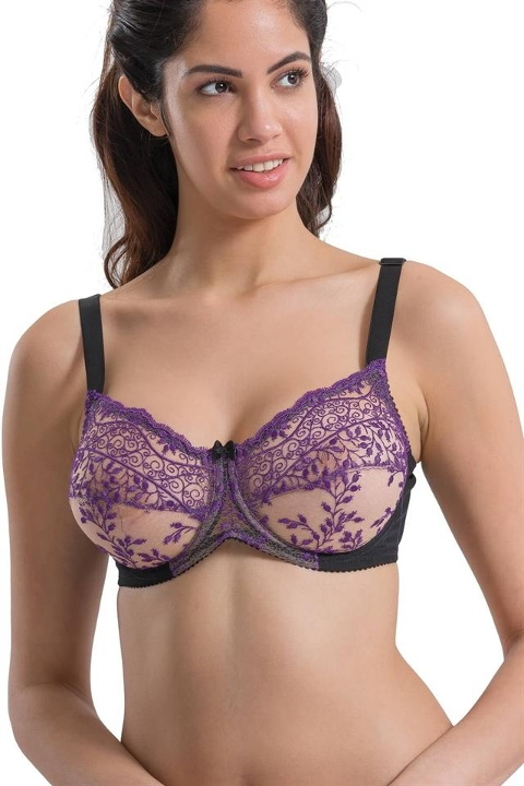 Balenli Toparlayıcı Minimizer D Cup Sütyen Emay 148 - Siyah Pembe