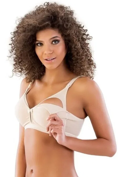 Pamuklu Astar Dikişli Emzirme Sütyeni Emay 116D - Ten