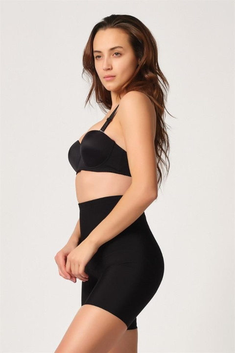 Kademeli Kompresyonlu Yüksek Bel Toparlayıcı Boxer Korse Emay 2816 - Siyah