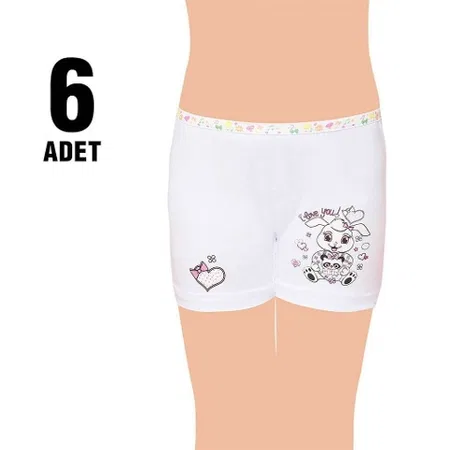 %100 Pamuklu Esnek Lastikli Kız Çocuk Boxer Şort Tutku 0181 - Asorti