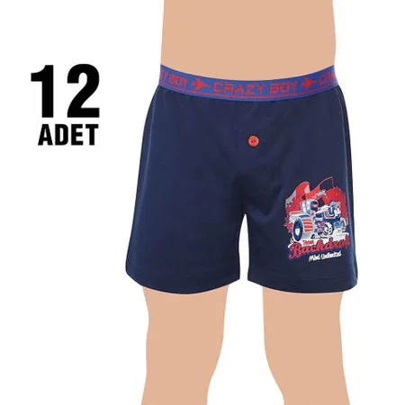 Yüksek Pamuklu Esnek Erkek Çocuk Boxer Tutku 0253 - Asorti