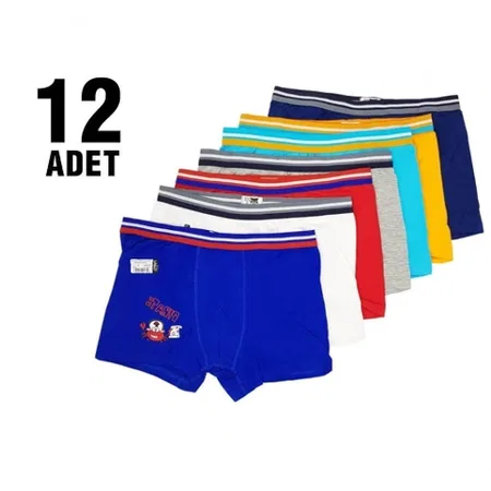 Yüksek Pamuklu Esnek Erkek Çocuk Boxer Tutku 0253 - Asorti