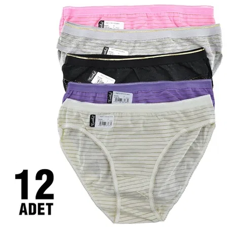 Yüksek Pamuk Oranı Dikişli Slip Külot Tutku 0526 - Karişik Renk