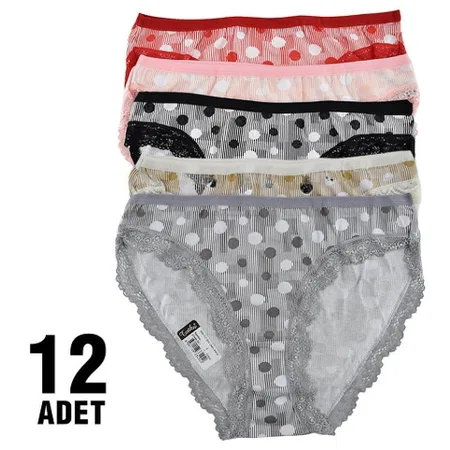 Pamuklu Yüksek Bel Slip Külot Tutku 0530 - Karişik Renk