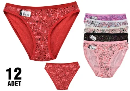 Yüksek Pamuk Oranı Dikişli Bikini Külot Tutku 0534 - Karişik Renk