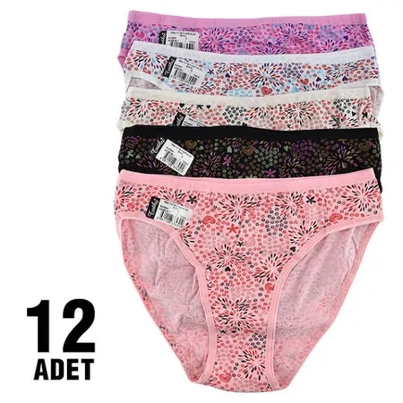 Yüksek Pamuk Oranı Dikişli Bikini Külot Tutku 0534 - Karişik Renk