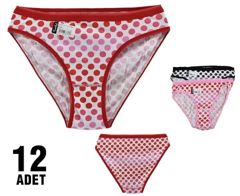 Yüksek Pamuk Oranı Dikişli Slip Külot Tutku 0543 - Asorti