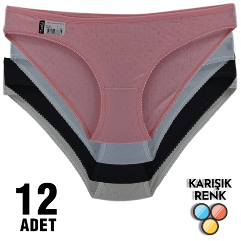 Pamuklu Yüksek Bel Slip Külot Asorti Tutku 0553 - Asorti