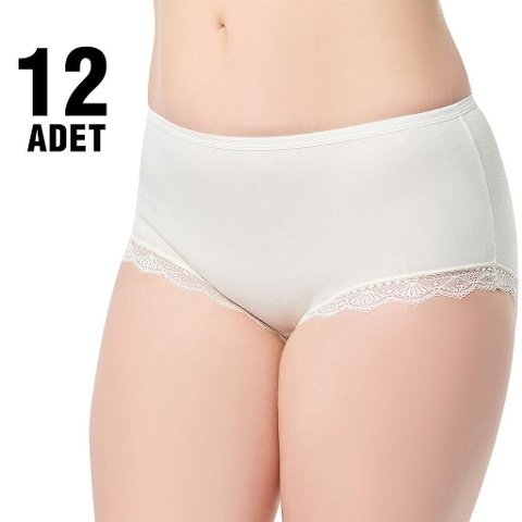 Yüksek Bel Pamuklu Kadın Bato Külot Tutku 0948 - Ekru