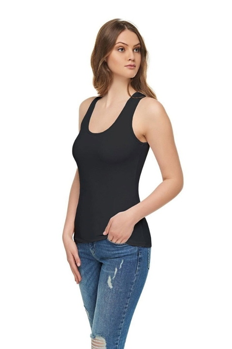 Pamuklu Geniş Askılı Kadın Atlet Tutku 0174 - Siyah