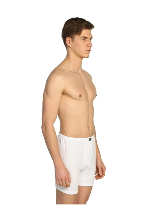 Pamuklu Esnek Bel Lastiği Paçalı Boxer Tutku 0110 - Beyaz